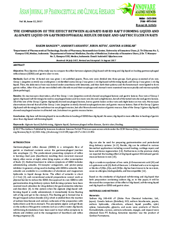 (PDF) The Comparison of the Effect Between Alginate-Based Raft-Forming ...
