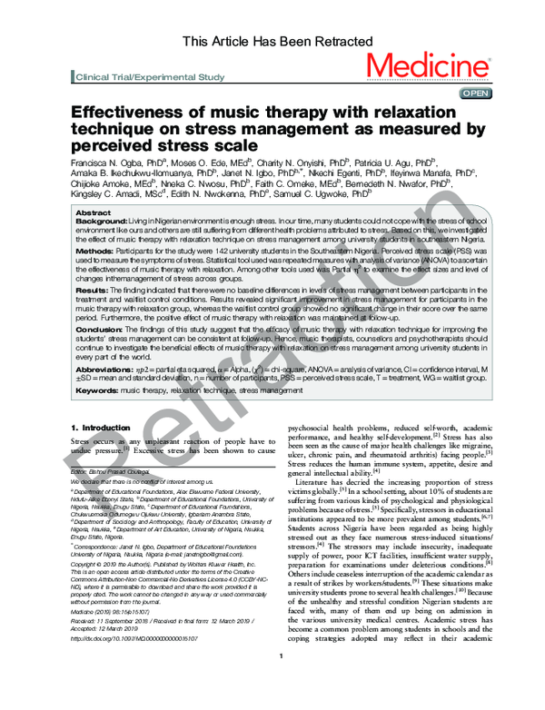 (PDF) Effectiveness of music therapy with relaxation technique on ...