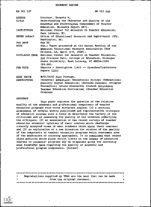 (PDF) Understanding the Character and Quality of the Academic and ...