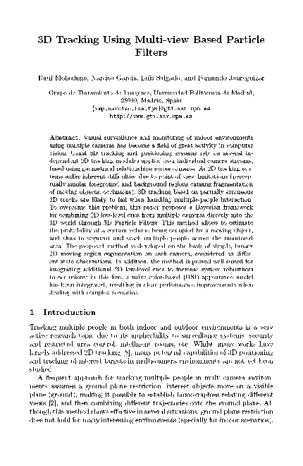(PDF) 3D Tracking Using Multi-view Based Particle Filters