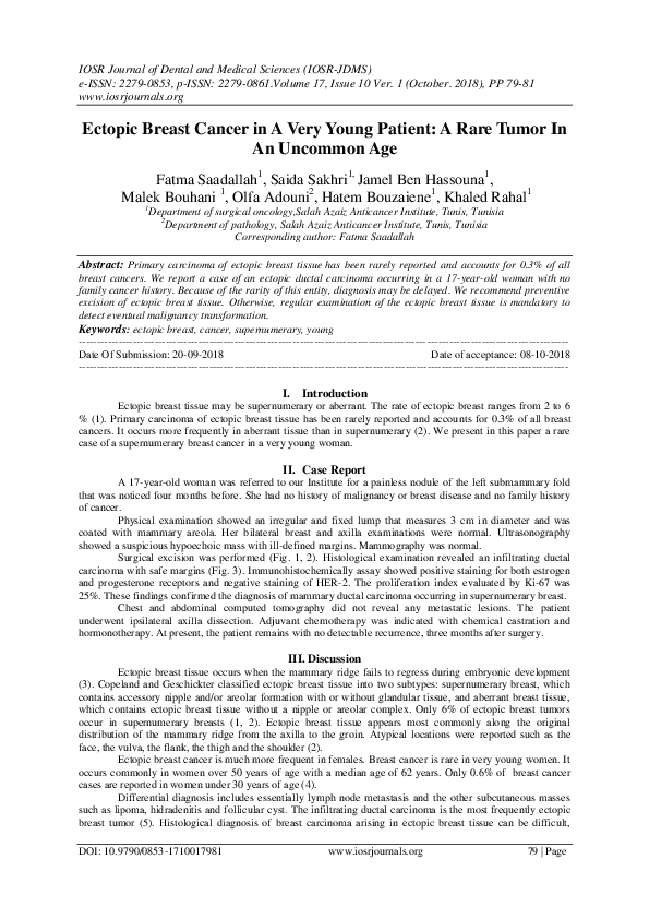 (PDF) Ectopic Breast Cancer in A Very Young Patient: A Rare Tumor In An ...