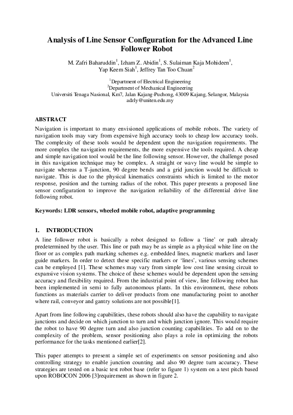 (PDF) Analysis of Line Sensor Configuration for the Advanced Line ...