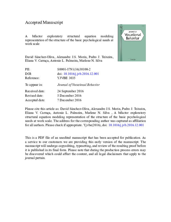 (PDF) A bifactor exploratory structural equation modeling ...