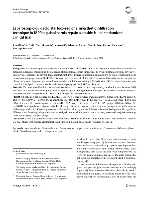 (PDF) Laparoscopicguided distal locoregional anesthetic infiltration