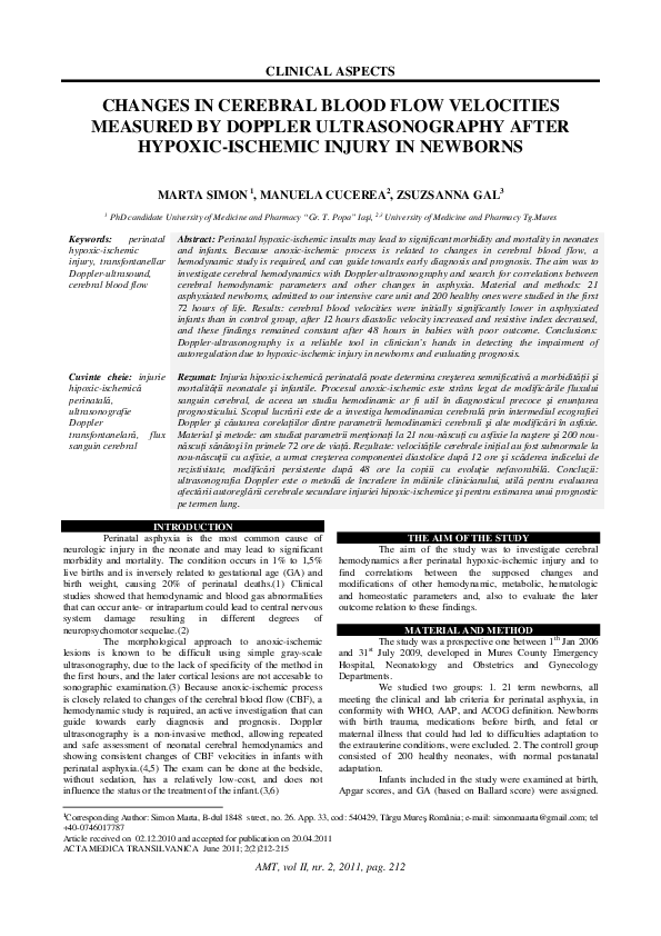 (PDF) Changes in Cerebral Blood Flow Velocities Measured by Doppler ...