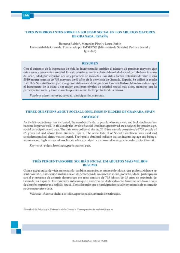(PDF) Tres Interrogantes Sobre La Soledad Social en Los Adultos Mayores ...