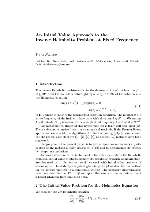 (PDF) An initial value approach to the inverse Helmholtz problem at ...