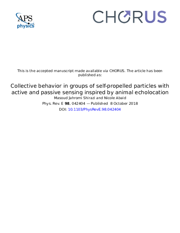 (PDF) Collective behavior in groups of self-propelled particles with ...