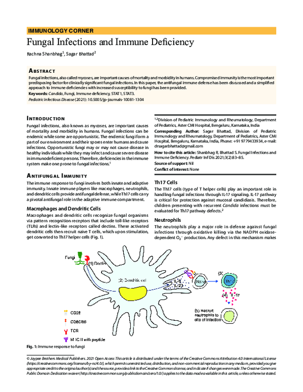 (PDF) Fungal Infections and Immune Deficiency rachna shanbhag