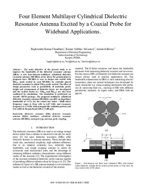 (PDF) Four element multilayer cylindrical dielectric resonator antenna ...