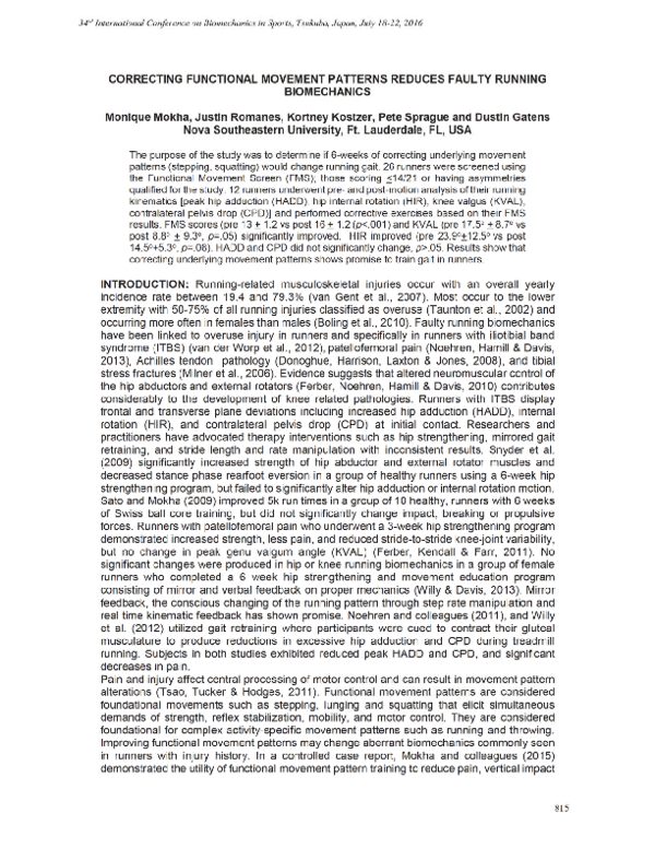 (PDF) Correcting Functional Movement Paiterns Reduces Faulty Running ...