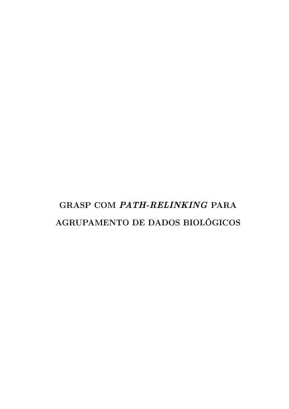  PDF GRASP Com Path relinking Para Agrupamento De Dados Biol gicos 