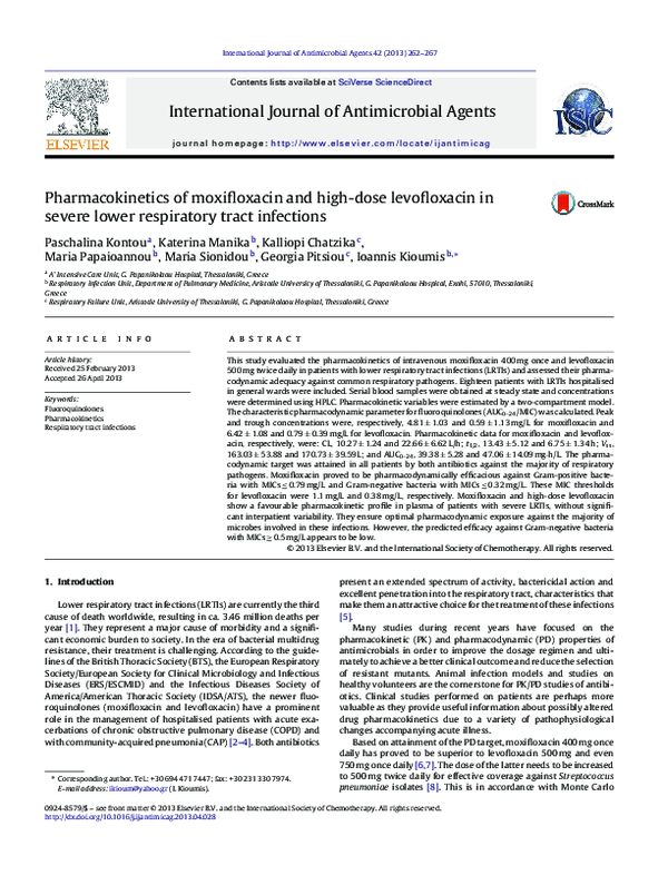 (PDF) Pharmacokinetics of moxifloxacin and high-dose levofloxacin in ...