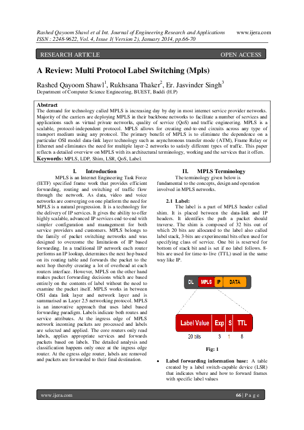 (PDF) A Review: Multi Protocol Label Switching (Mpls)