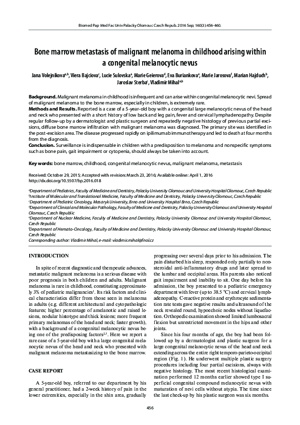 (PDF) Bone marrow metastasis of malignant melanoma in childhood arising ...