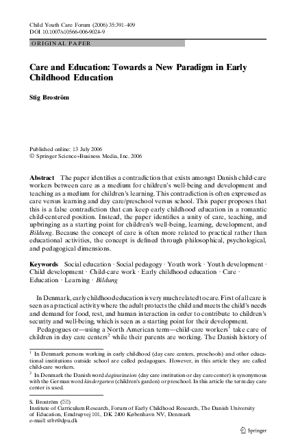 (PDF) Care and Education: Towards a New Paradigm in Early Childhood ...