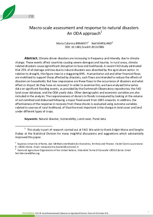 (PDF) Macro-scale assessment and response to natural disasters