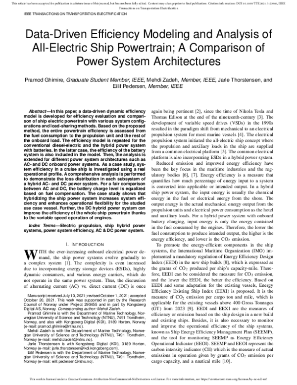(PDF) DataDriven Efficiency Modeling and Analysis of AllElectric Ship