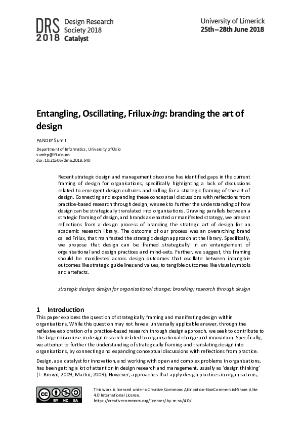 (PDF) Entangling, Oscillating, Frilux-ing: branding the art of design