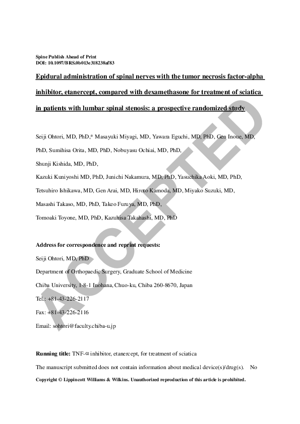 (PDF) Epidural Administration of Spinal Nerves With the Tumor Necrosis ...
