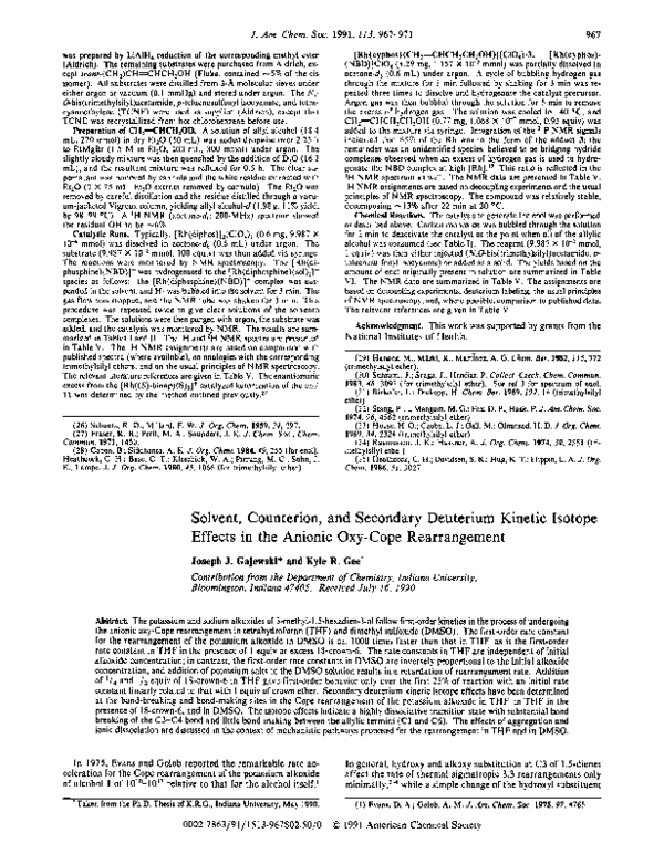 (PDF) Solvent, counterion, and secondary deuterium kinetic isotope ...