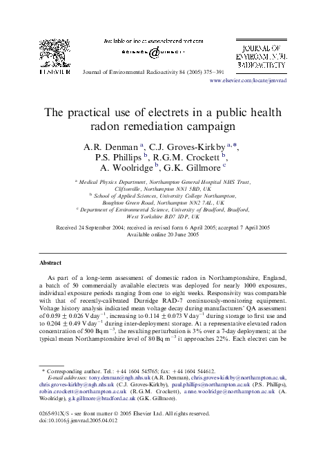 (PDF) The practical use of electrets in a public health radon ...