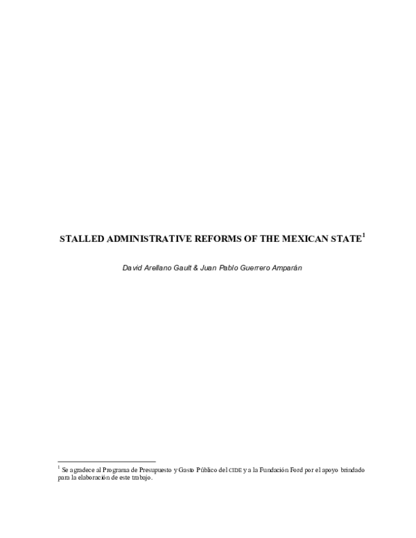 (PDF) Stalled administrative reforms of the Mexican state