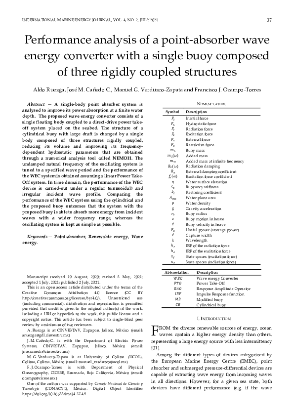 (PDF) Performance analysis of a point-absorber wave energy converter ...
