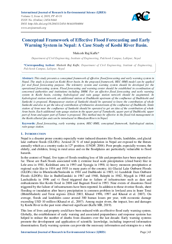 (PDF) Conceptual Framework of Effective Flood Forecasting and Early ...