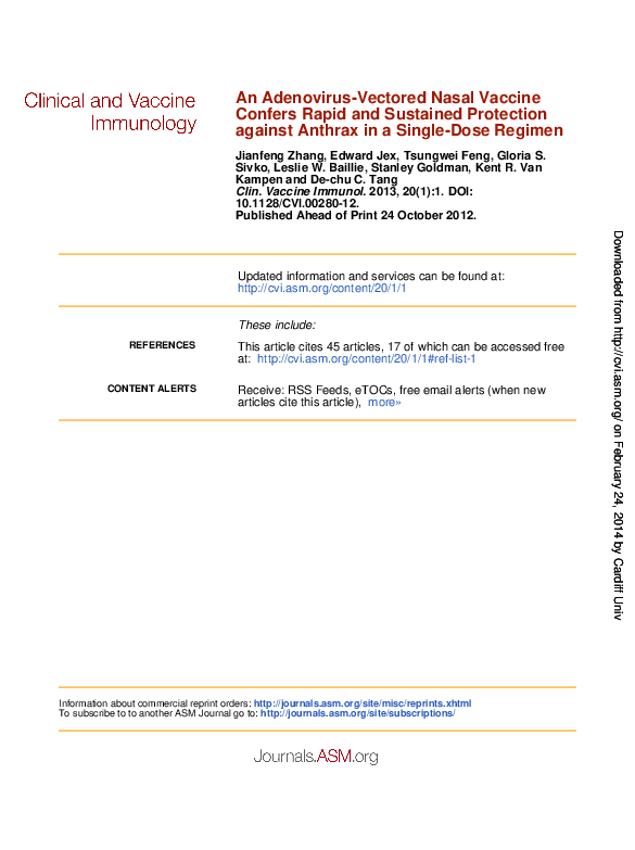 (PDF) against Anthrax in a Single-Dose Regimen Confers Rapid and ...