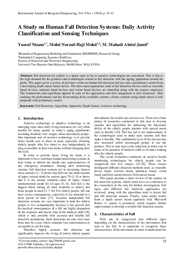 (PDF) A Study on Human Fall Detection Systems: Daily Activity ...