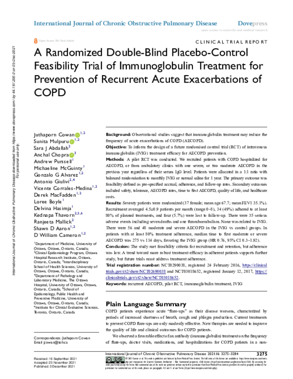 (PDF) A Randomized Double-Blind Placebo-Control Feasibility Trial of ...