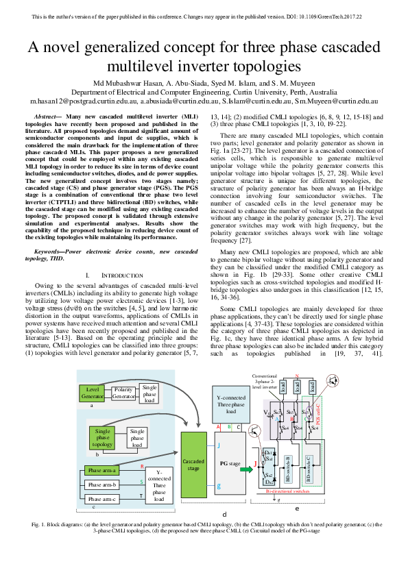 (PDF) A Novel Generalized Concept for Three Phase Cascaded Multilevel ...