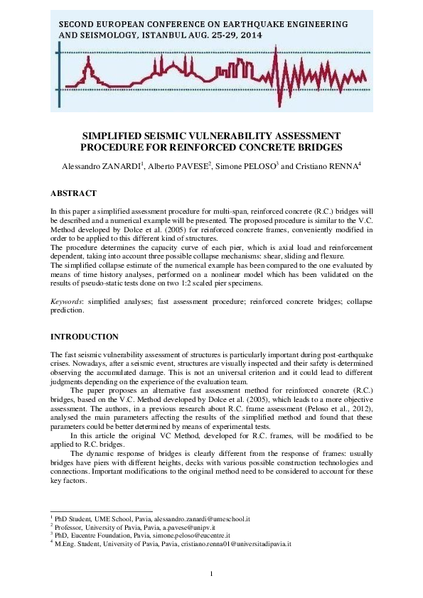 (PDF) Simplified Seismic Vulnerability Assessment Procedure for ...
