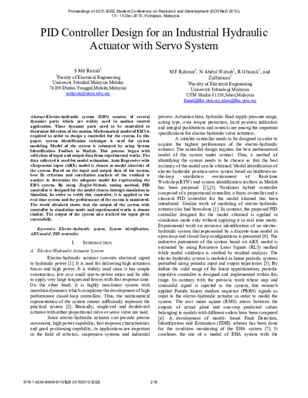 (PDF) PID controller design for an industrial hydraulic actuator with ...