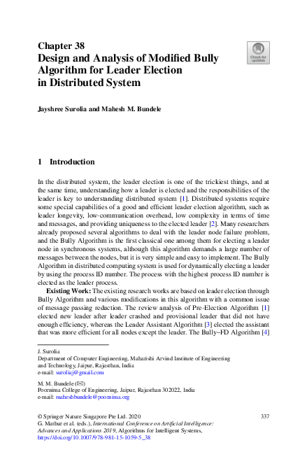 (PDF) Design and Analysis of Modified Bully Algorithm for Leader ...