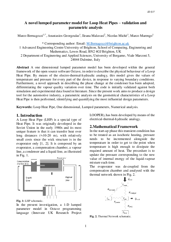 (PDF) A novel lumped parameter model for Loop Heat Pipes – validation ...