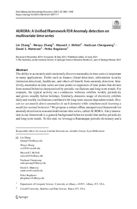 (PDF) AURORA: A Unified fRamework fOR Anomaly detection on multivariate ...