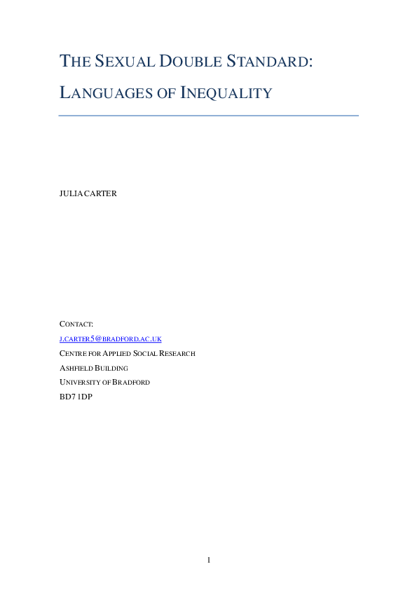 (PDF) The sexual double standard: languages of inequality