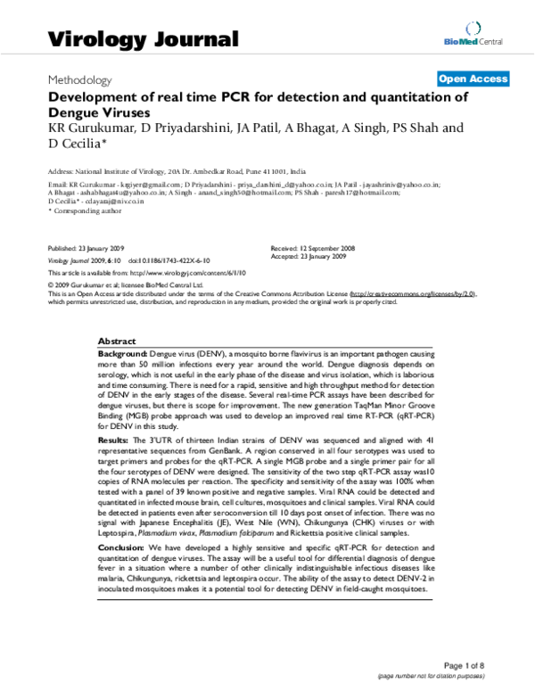 (PDF) Development of real time PCR for detection and quantitation of ...