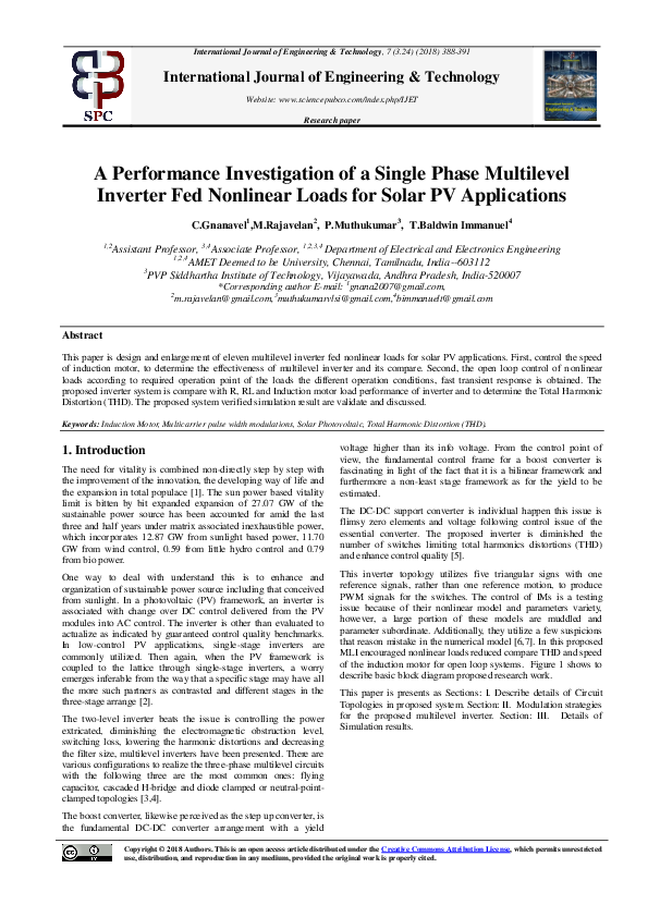 (PDF) A Performance Investigation of a Single Phase Multilevel Inverter ...