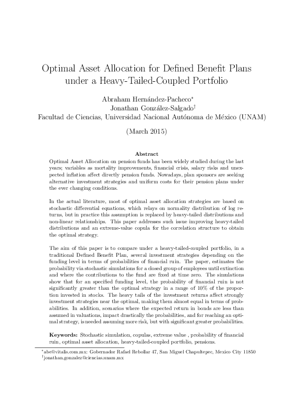 (PDF) Optimal Asset Allocation for Defined Benefit Plans under a Heavy ...