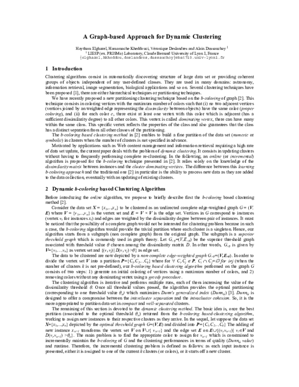 (PDF) A Graph-based Approach for Dynamic Clustering