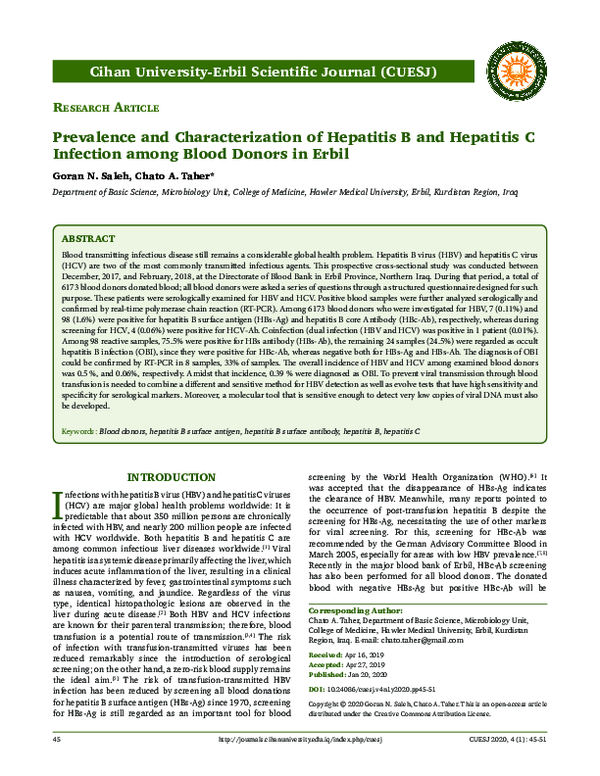 (PDF) Prevalence and Characterization of Hepatitis B and Hepatitis C ...