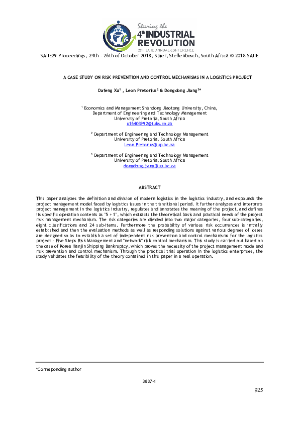 (PDF) A Case Study on Risk Prevention and Control Mechanisms in a ...