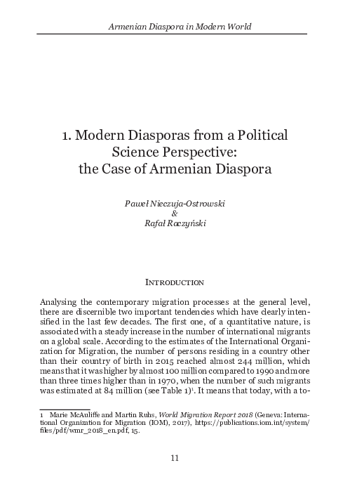 (PDF) Modern Diasporas from a Political Science Perspective: the Case ...