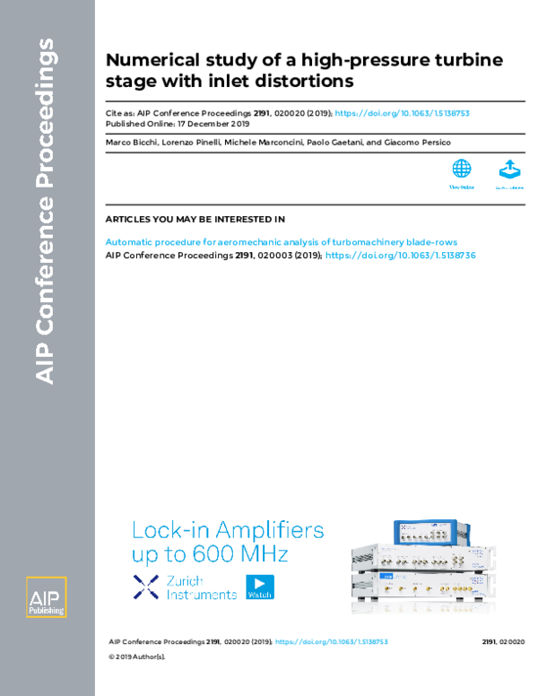 (PDF) Numerical study of a high-pressure turbine stage with inlet ...