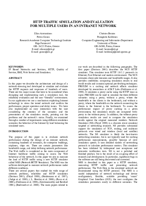 (PDF) Traffic Simulation and Evaluation for Multiple Users in an ...