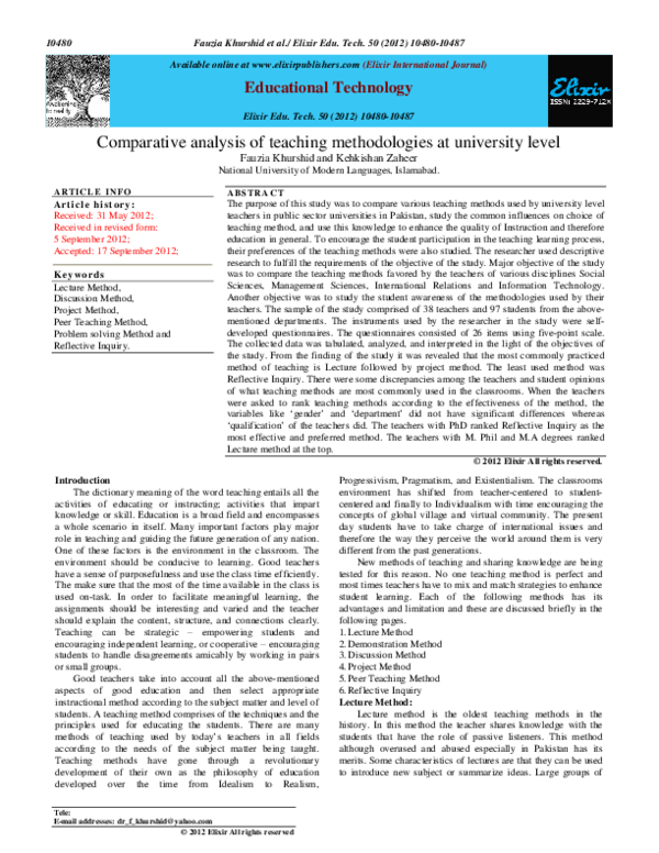(PDF) Comparative analysis of teaching methodologies at university level