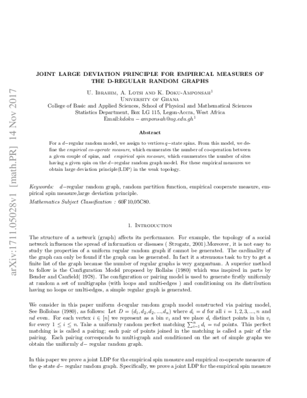 (PDF) Joint large deviation principle for some empirical measures of ...